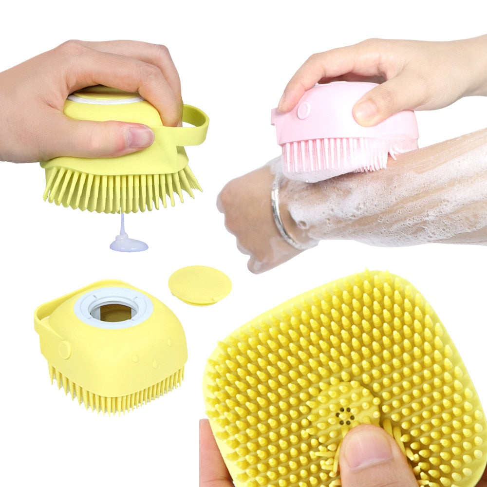 Pet Soft Silicone Pet Shower Hair Grooming Comb Dog Cleaning Tool