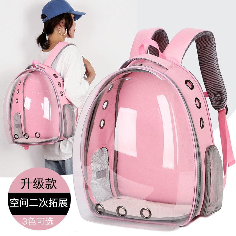Breathable portable pet carry backpack transparent space